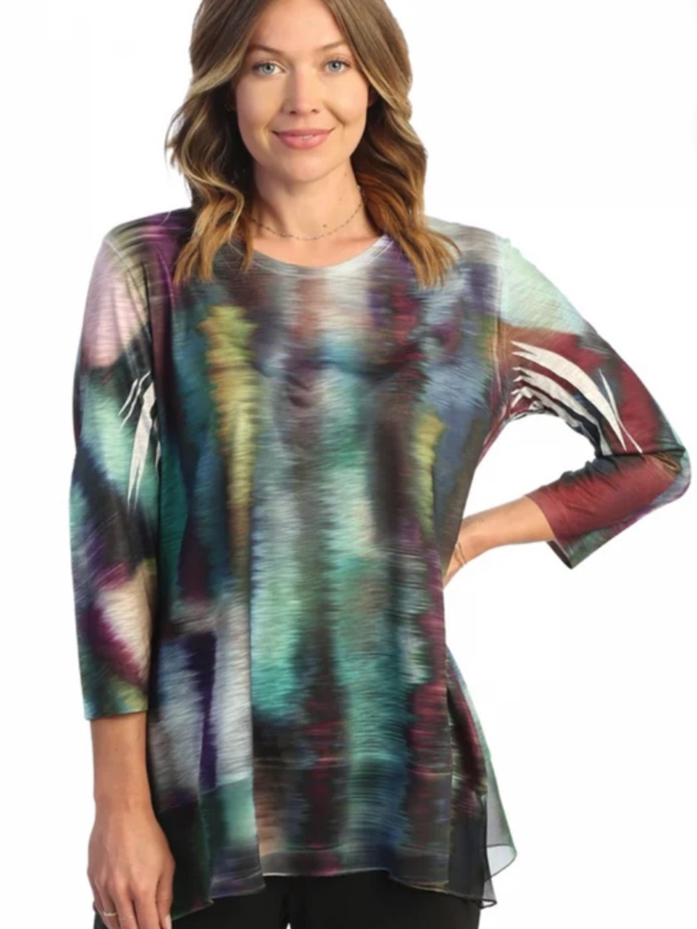 JESS & JANE REFLECTION"CHIFFON CONTRAST HEM TUNIC TOP Size small